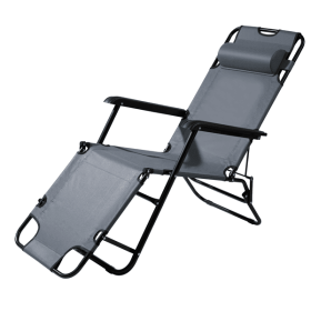 Portable Dual Purposes Extendable Folding Reclining Chair Grey