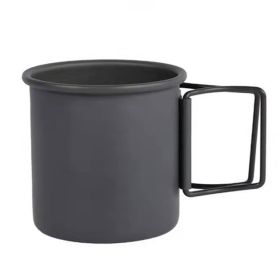 Portable Outdoor Camping Water Cup with Foldable Handle (Color: black, Type: Camping supplies)